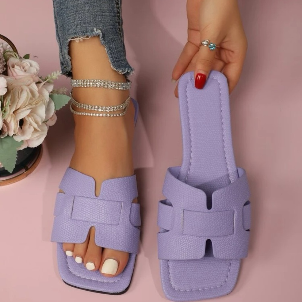 Snakeskin Embossed Slide Sandals
